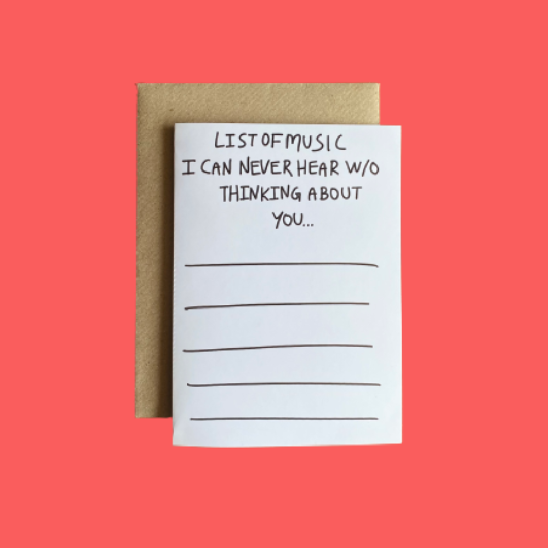 List Of Music For You Card <3