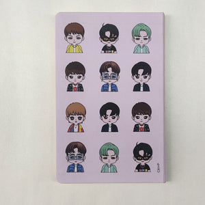 LIMITED EDITION! _ Life Goes On Series BTS Chibi Portraits with Purple Heart.  Features:  Unruled  90 GSM  166 pages  Dimensions: 22x14cm  Hard Cover - feather finishing   Rounded edges.    Designed and Made In India.