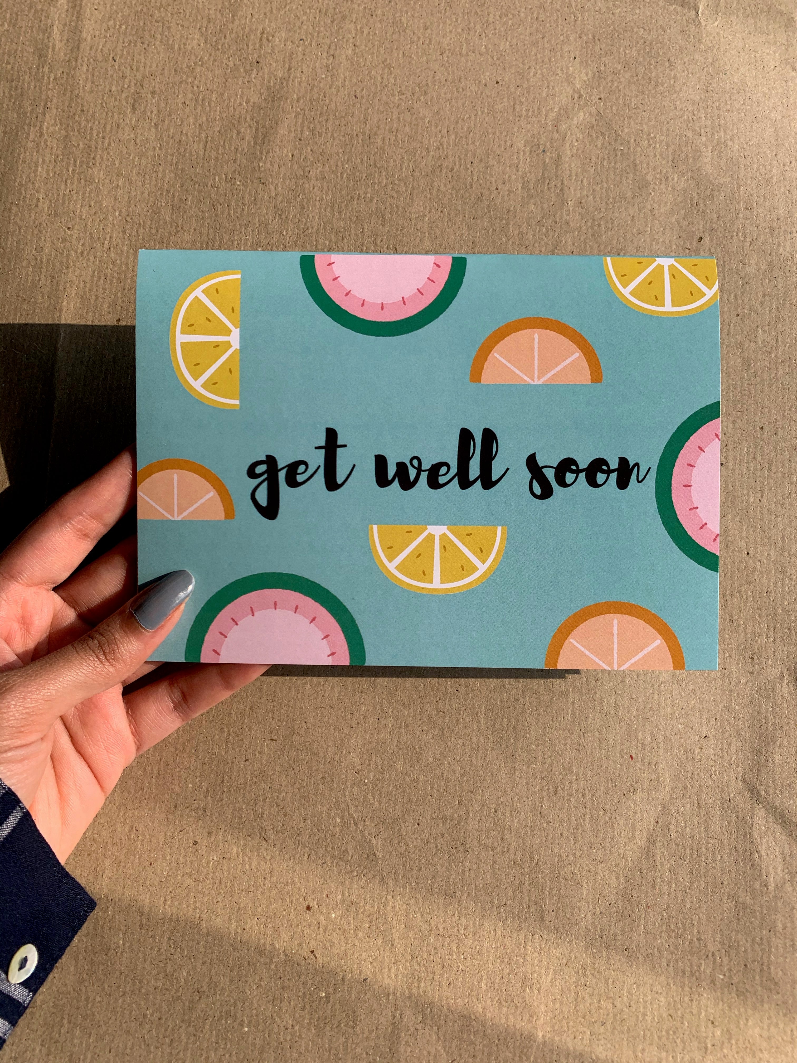 Get well soon citrus illustration card