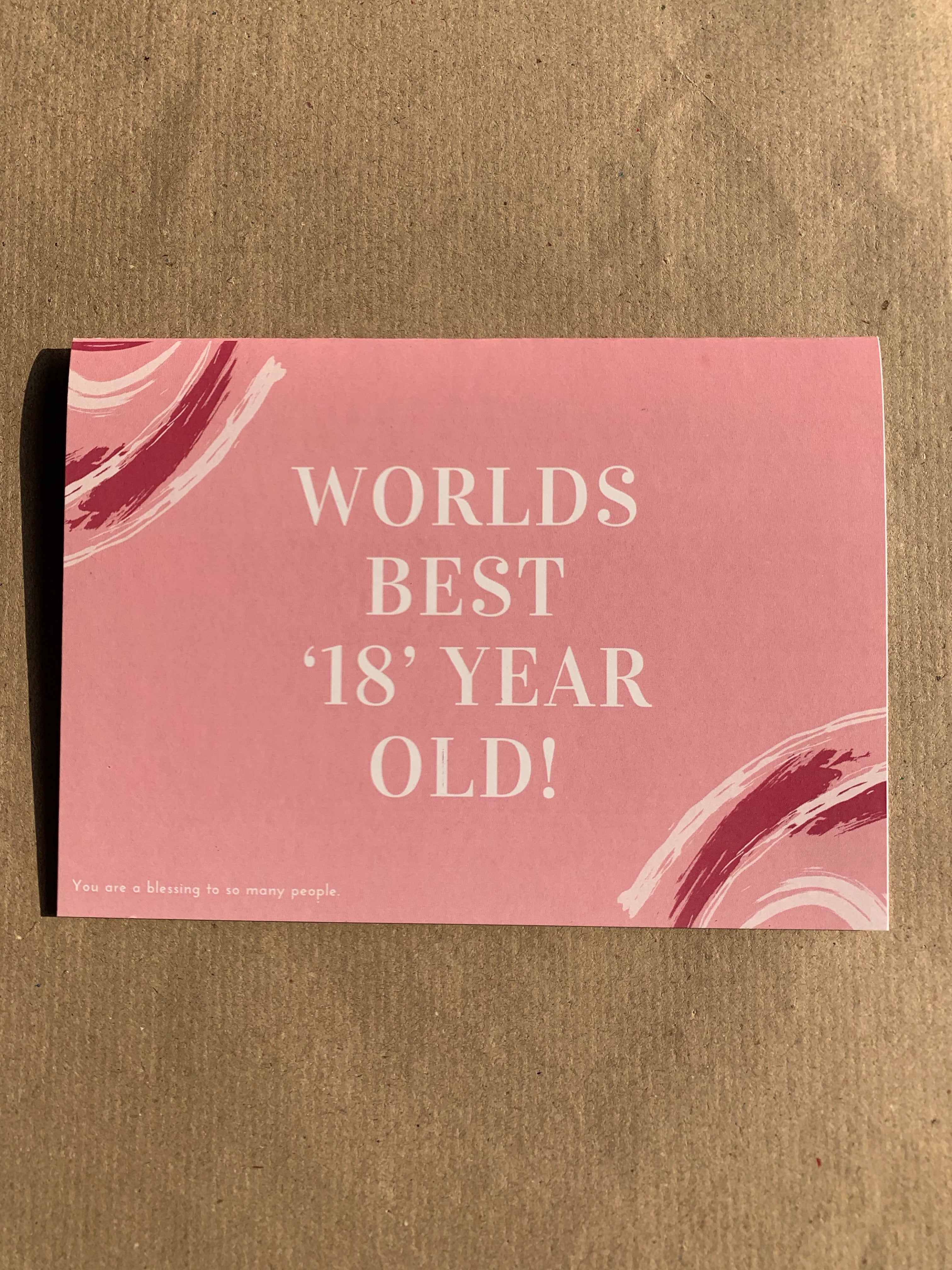 Worlds best 18 year old card