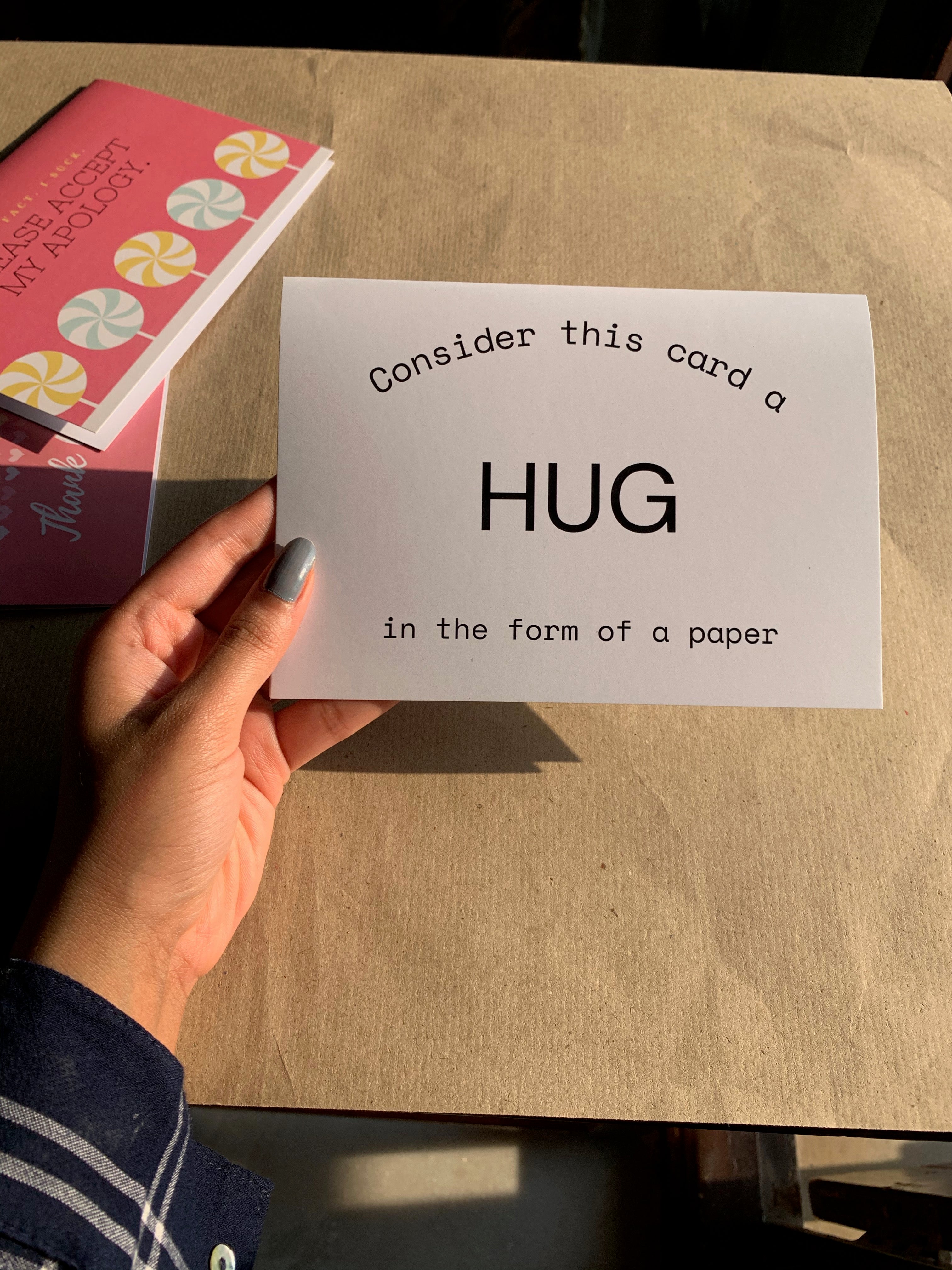 Hug in form of paper card