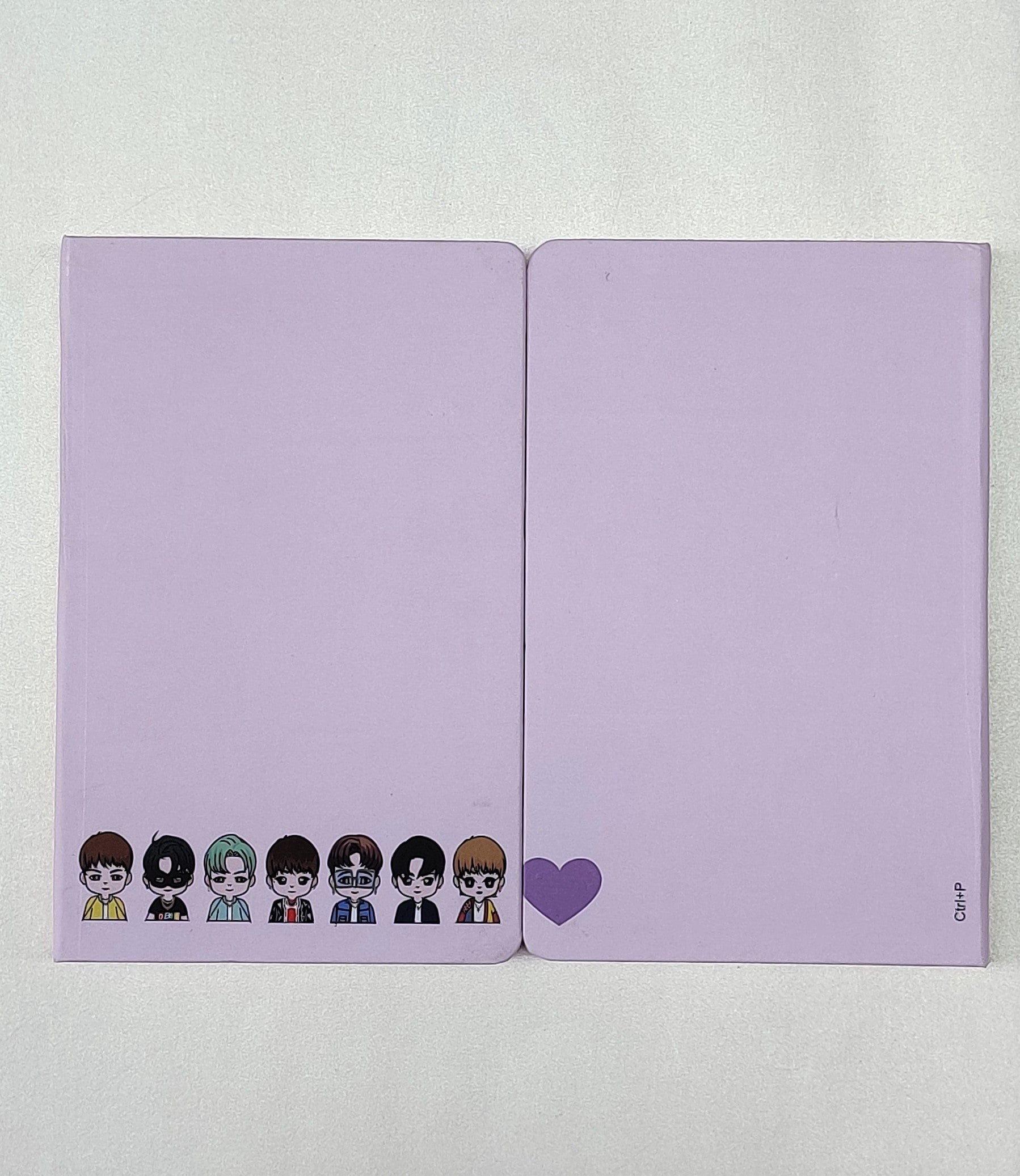 LIMITED EDITION! _ Life Goes On Series  BTS Chibi Portraits with Purple Heart.  Features:  Unruled  90 GSM  166 pages  Dimensions: 22x14cm  Hard Cover - feather finishing   Rounded edges.     Designed and Made In India.
