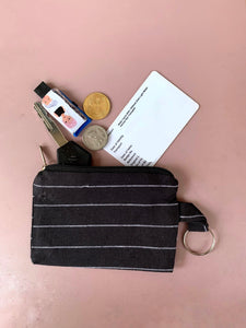 Black and white striped pocket pouch