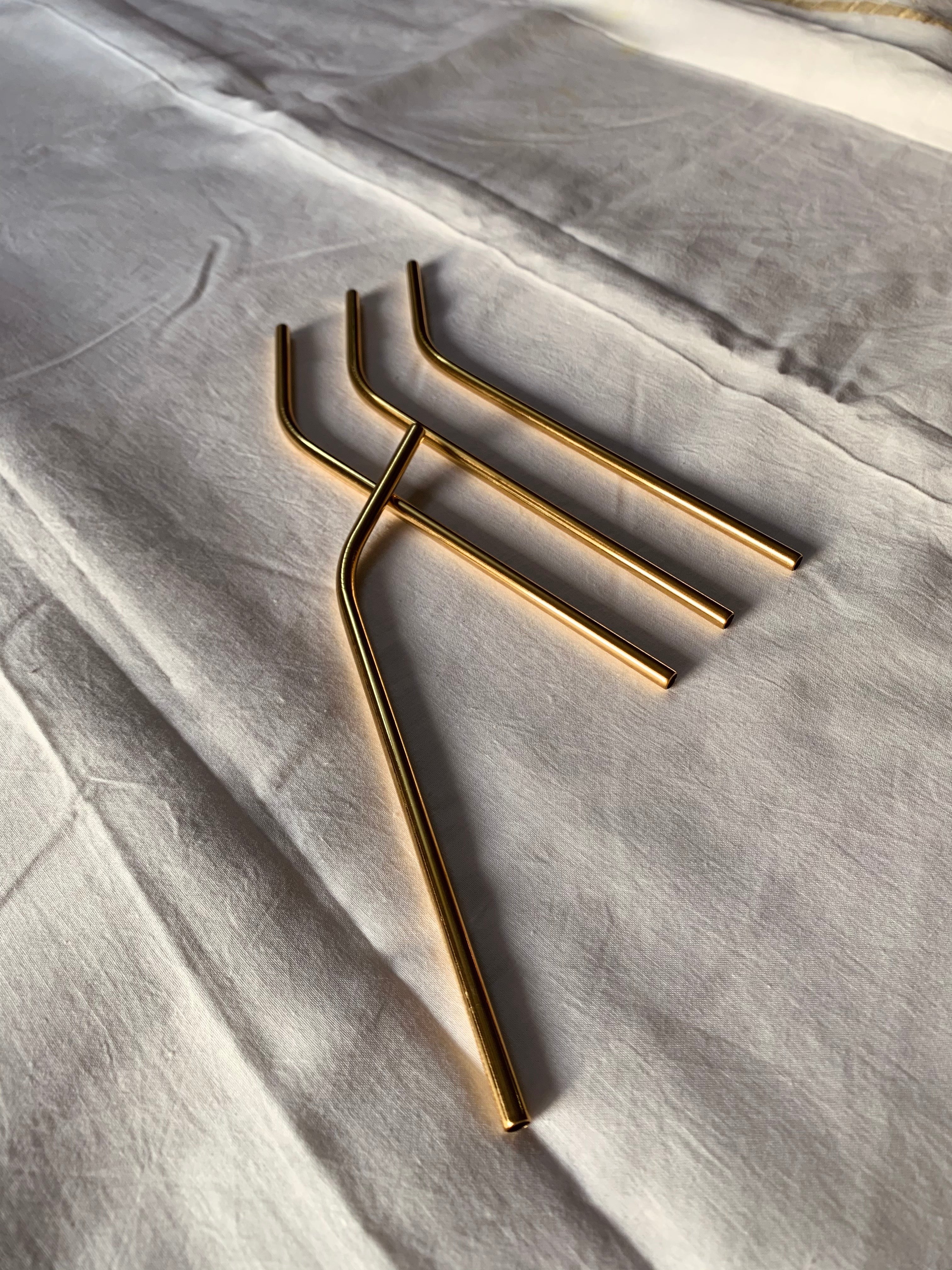 Gold Stainless Stainless Steel Straw- Set Of Four