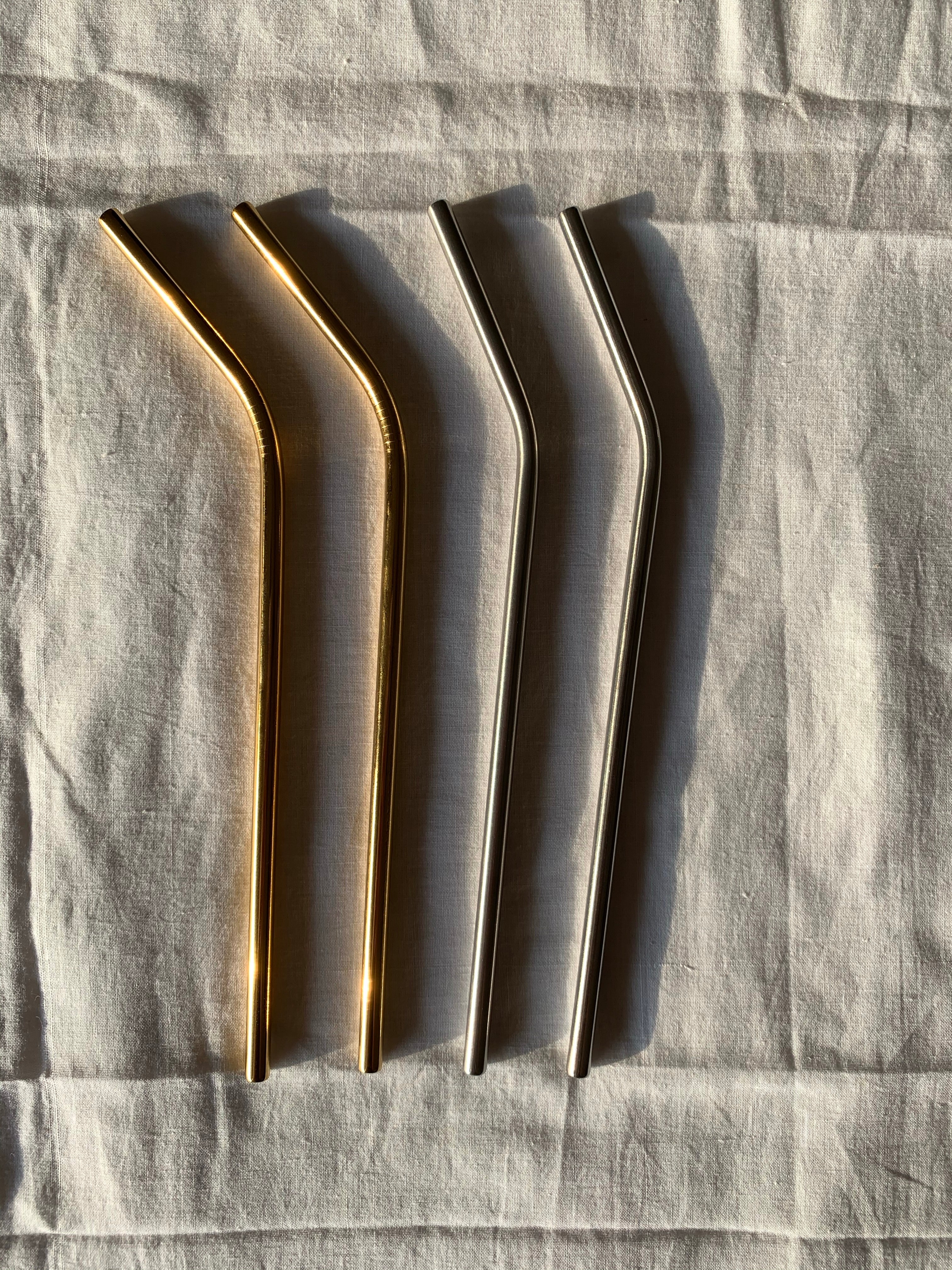 Straw Set Of Four- Gold And Silver
